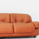 Vintage Italian cognac leather sofa Sapporo Mobil Girgi 1970s