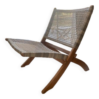 Chaise longue en rotin pliante en bois/monoplace