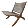 Chaise longue en rotin pliante en bois/monoplace
