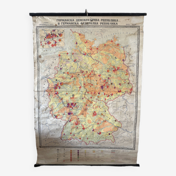 Carte de la guerre froide de l’allemagne de l’est et de l’allemagne de l’ouest ddr map 1963 carte de lin