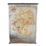 Cold war map of ddr east germany and west germany map 1963 linen school map