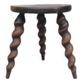 Turned wooden tripod stool