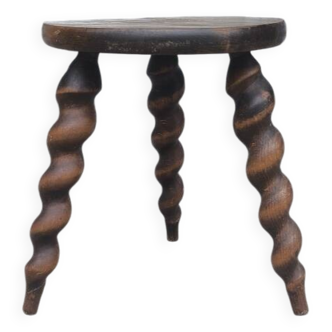 Turned wooden tripod stool
