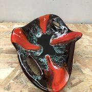 Old dish ceramic brown red black vintage