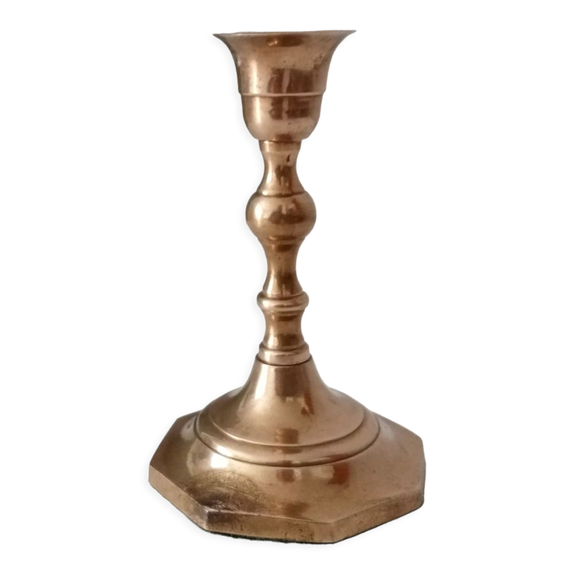 Antique candle holder in solid brass
