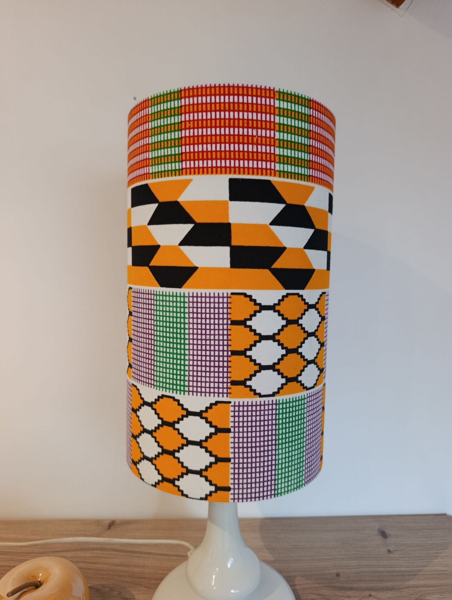 Afro-pop table lamp with Kente wax print