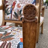 Set of four reupholstered Directoire period armchairs.