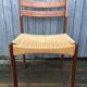 Suite de 6 chaises scandinaves en teck et corde