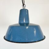 Industrial blue enamel pendant lamp, 1960s