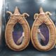 Pair of large oval rope and leather mirrors, very good condition, 1950s