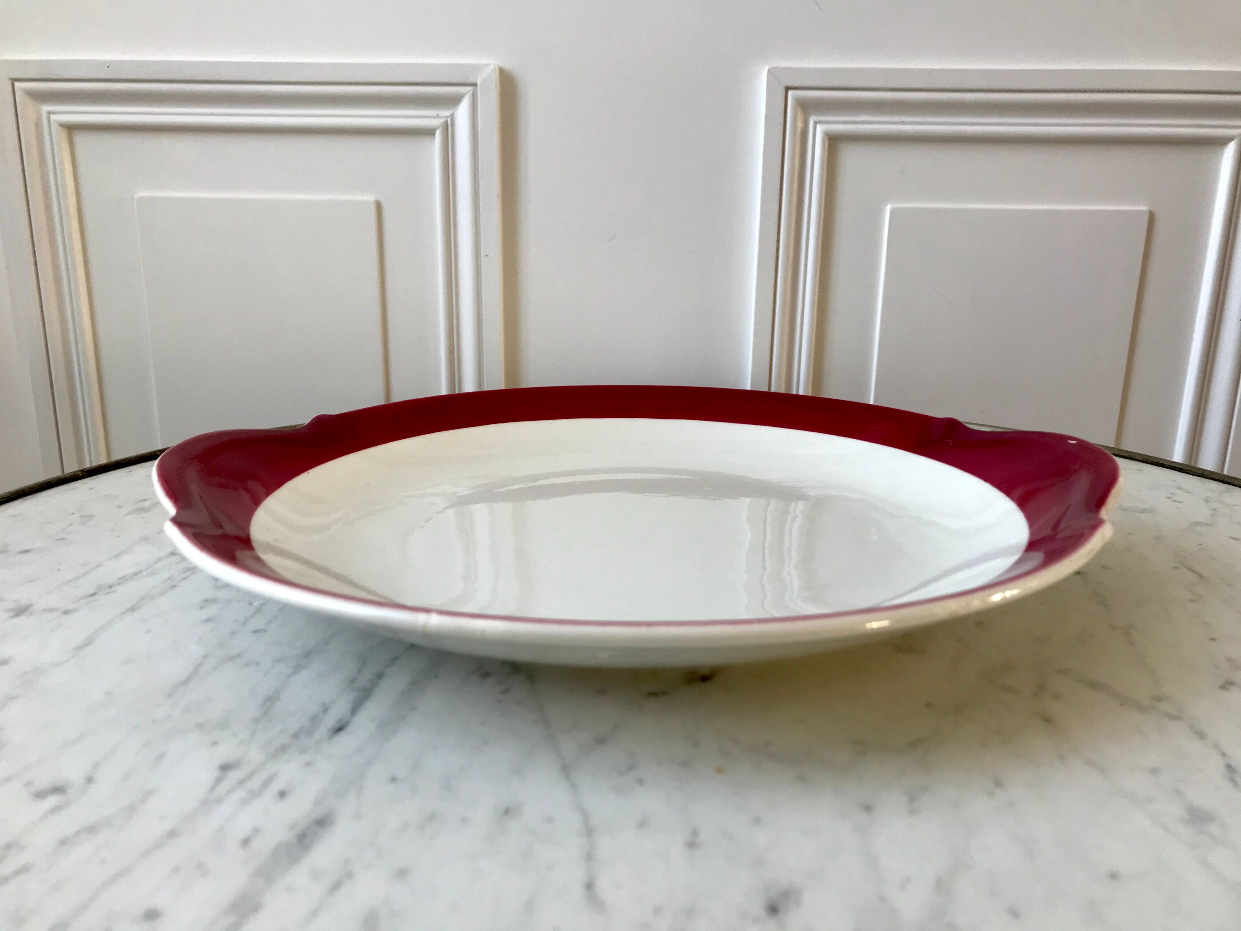 Cake dish / pie Badonviller burgundy 50s