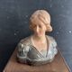Buste de femme Art nouveau en plâtre polychrome, vers 1900