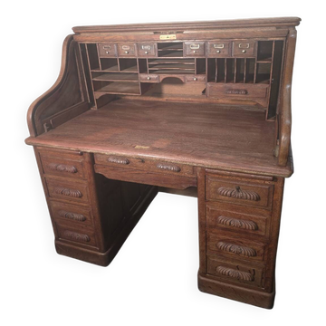 Bureau Américain à rideaux  en chêne massif des années 1900