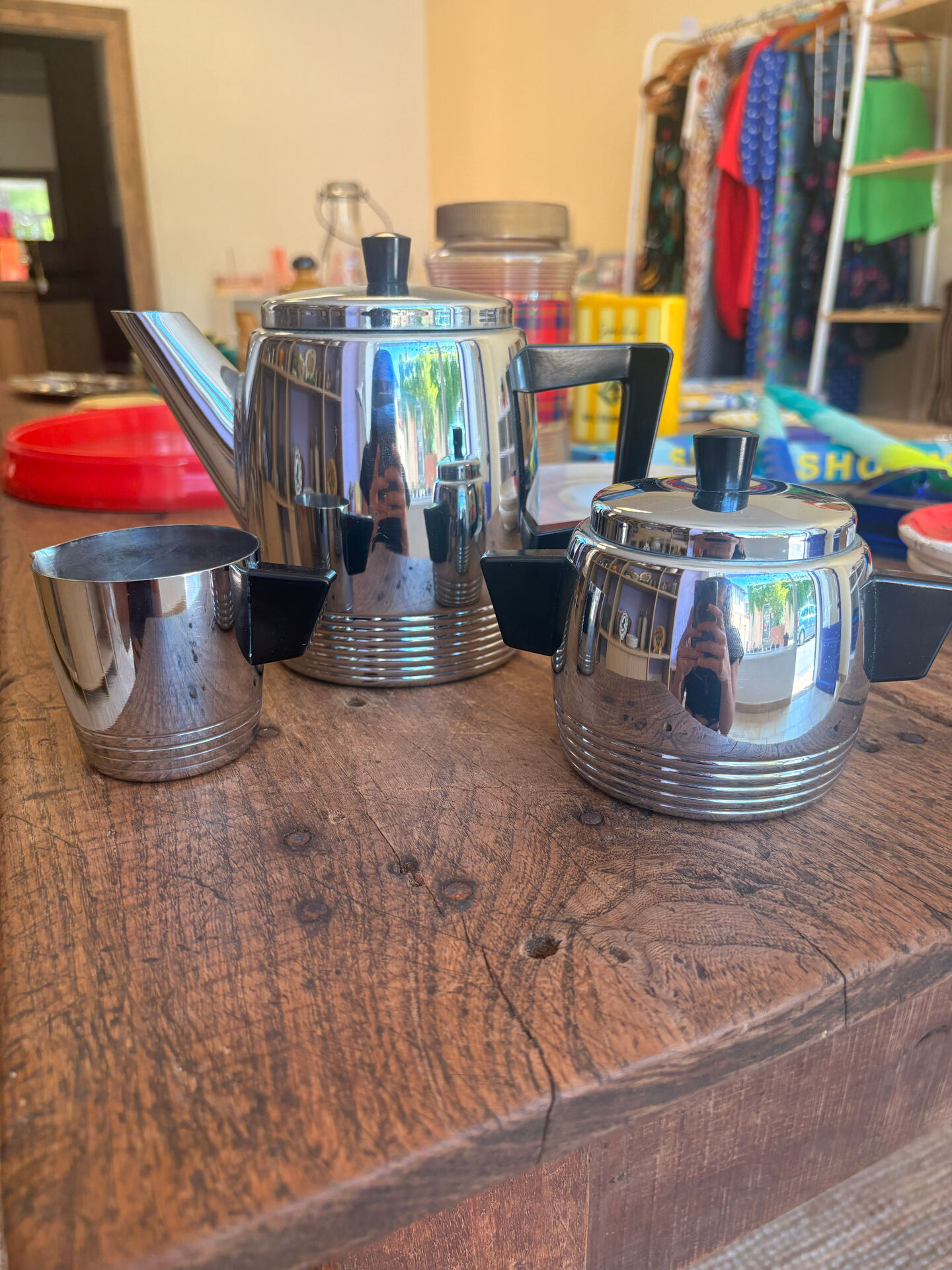 ☕ Vintage Art Deco tea set – Saint Louis in pure copper and