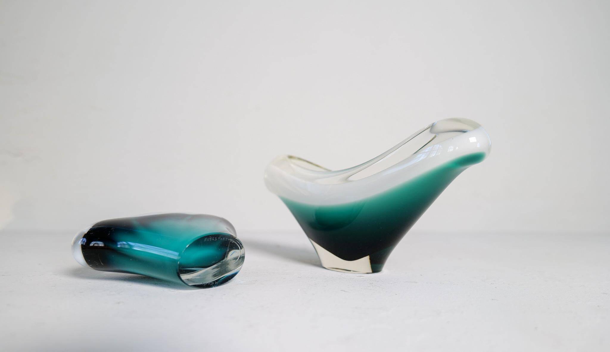 Set of 6 pieces of modern mid-century art glass "Shell", Flygfors Sweden 1955