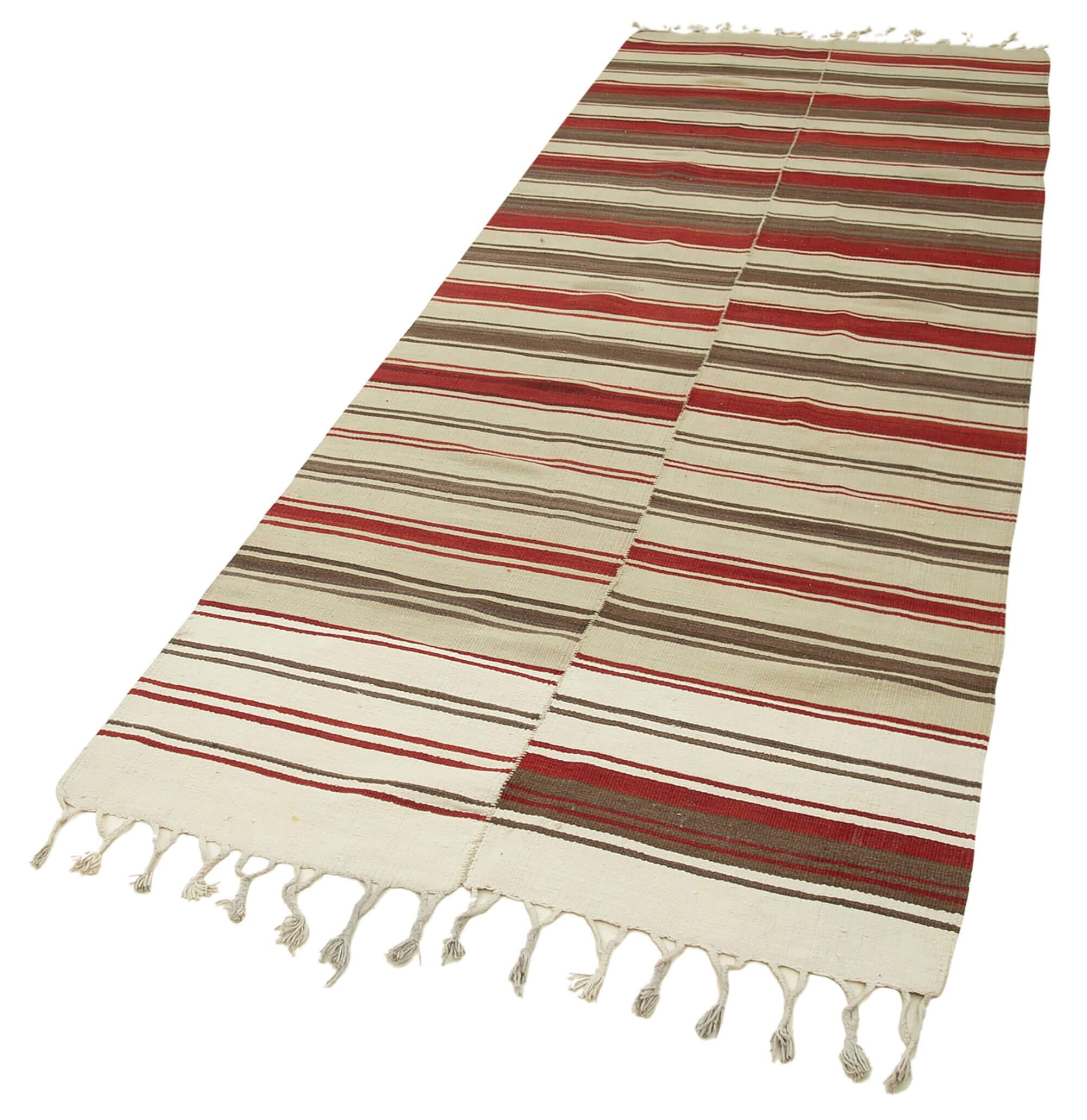 Turkish Handmade Vintage Anatolian Kilim 111 cm x 330 cm