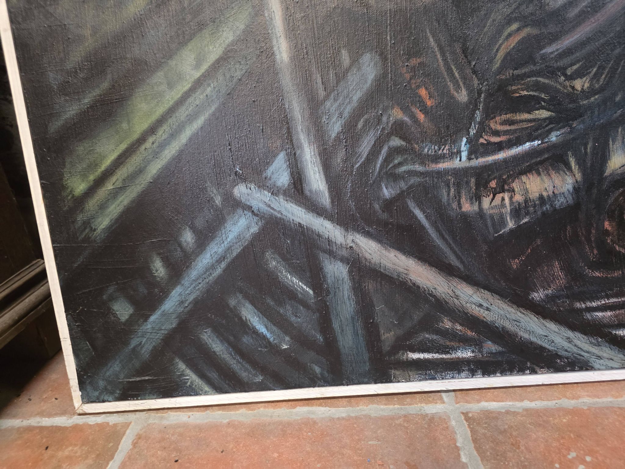 Pair of oil on canvas paintings of a boat interior from the 50s/70s