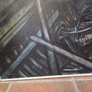 Pair of oil on canvas paintings of a boat interior from the 50s/70s