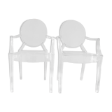 Two Starck chairs transparent model Louis Ghost