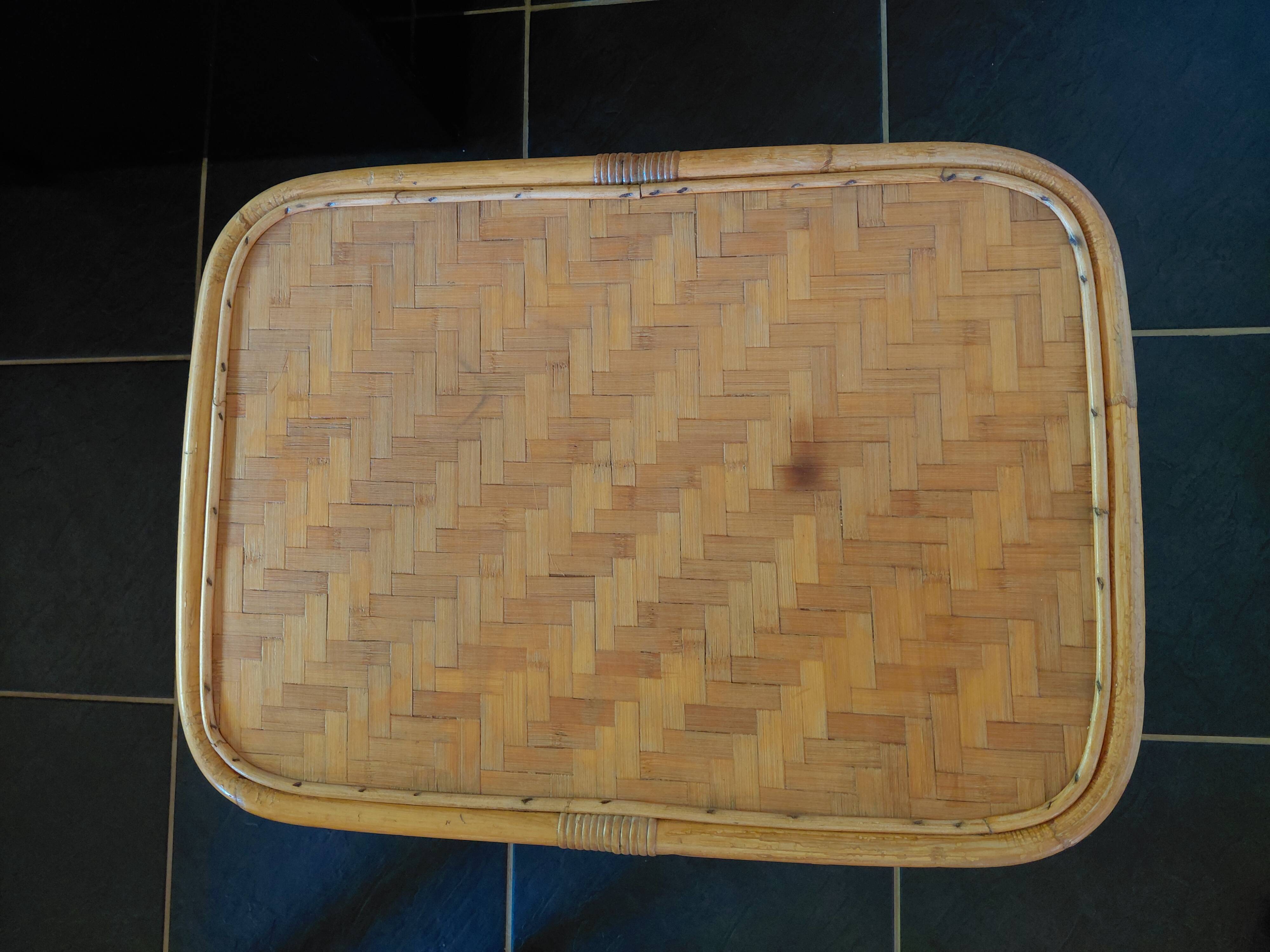 Vintage coffee table / side table in rattan and bamboo – 1960s