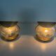 Pair of bronze and glass wall lights from the mid-century, 1960, Italy.
