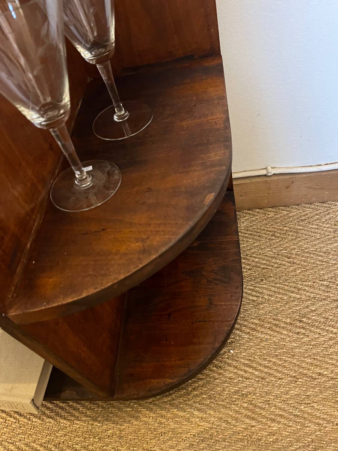 TV cabinet in a row with art deco wooden shelf