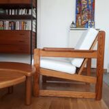 Vintage armchair in solid pine 70s