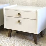 Pair of bedside tables with compass feet