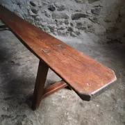 Antique farmhouse bench, 266 cm – oak and pine, 19th century, France