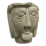 Plaster Sculpture of a Head Signed PJM