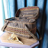 Braided wicker shopping basket