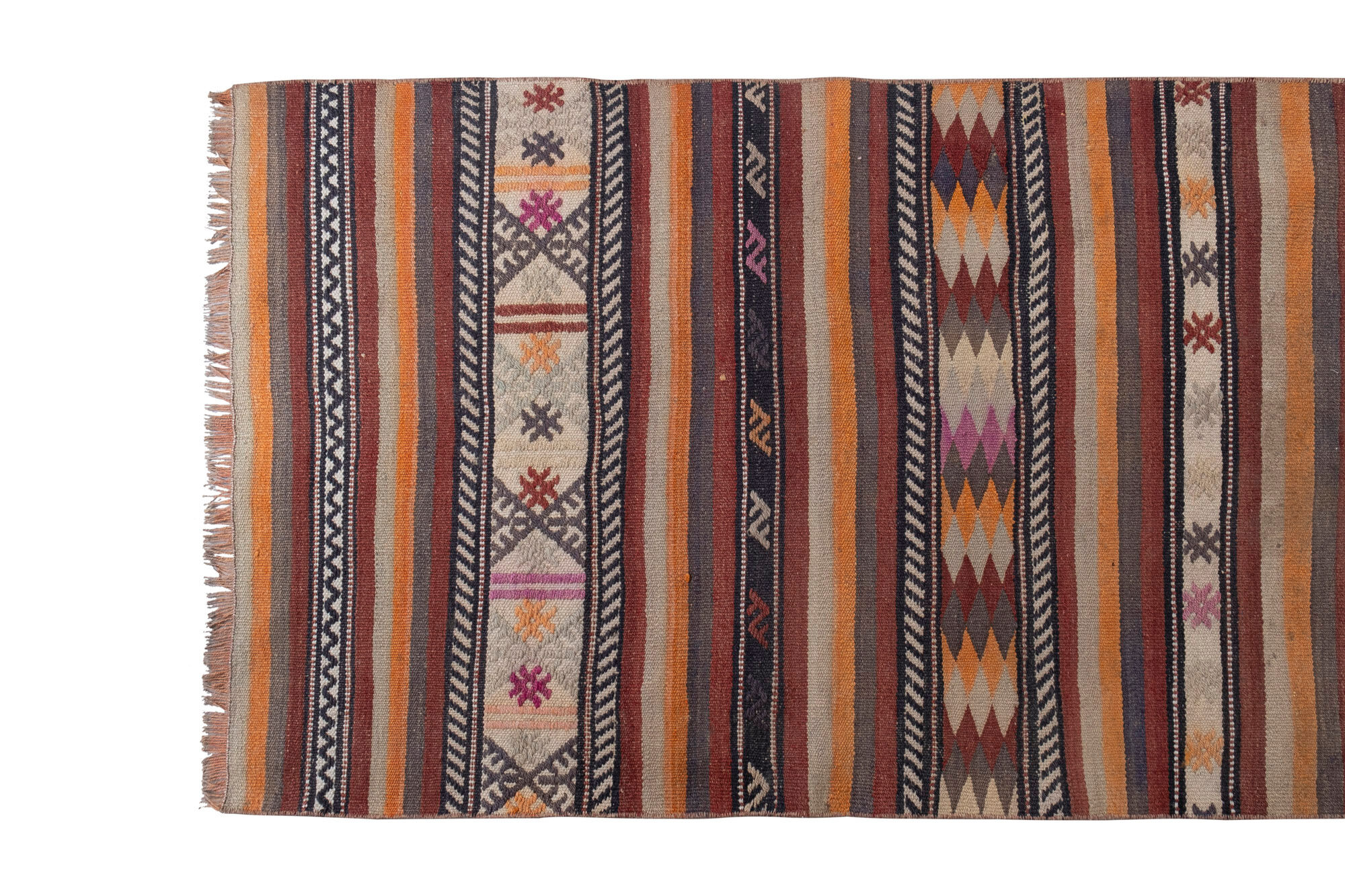 Turkish kilim runner with modern design, boho nomadic stair runner 80 x 512 cm