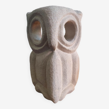 Limestone owl lamp, Albert Tormos, France, 1970s