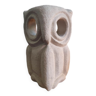 Lampe hibou en pierre calcaire, Albert Tormos, France, 1970s
