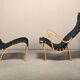 Fauteuil et pouf Bruno Mathsson Pernilla en bois de hêtre et sangles