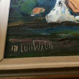 Landscape painting oil on hardboard signed Louwagie