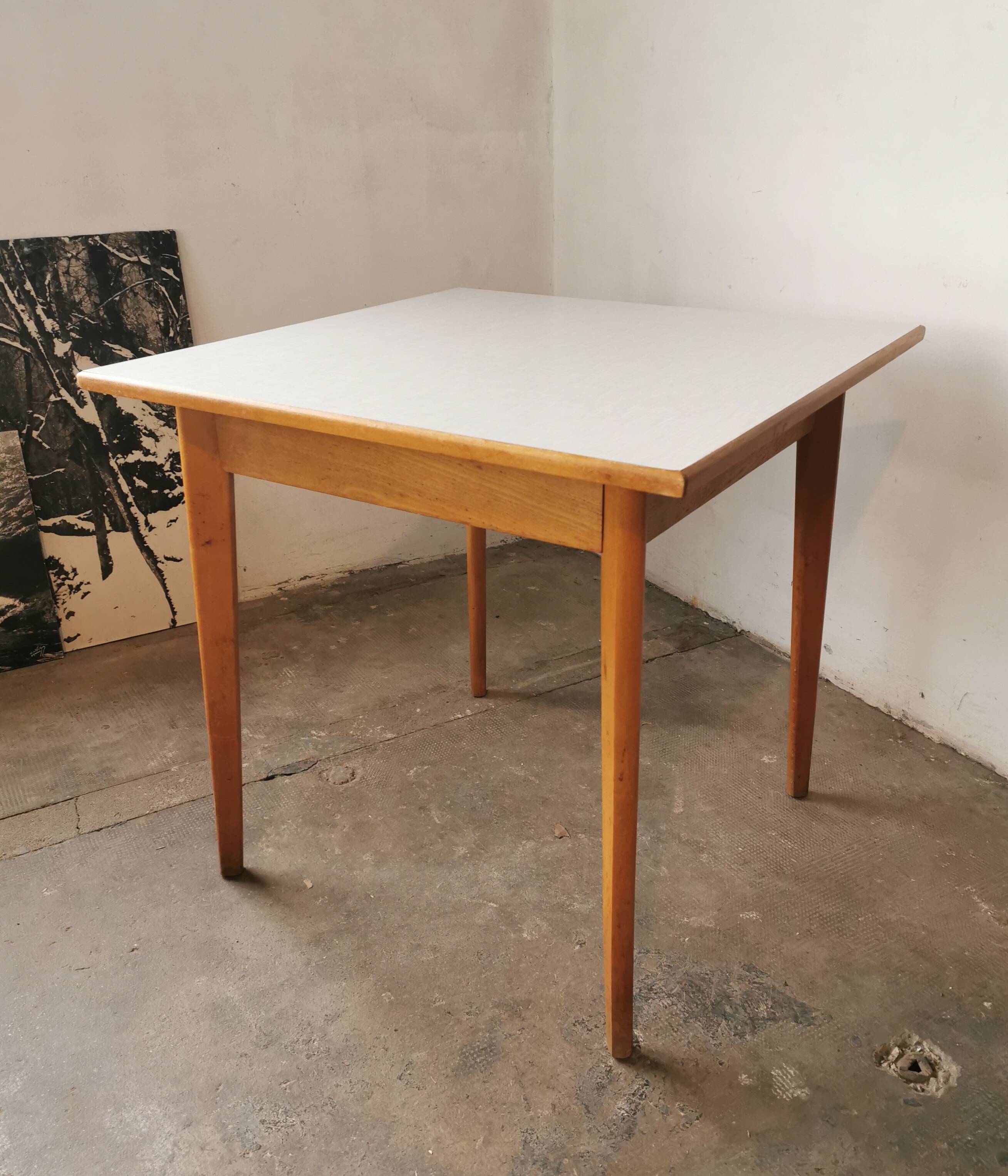 Square dining table, wood and formica, 1960s