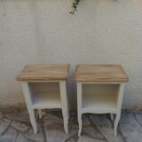 Pair of bedside tables, Elle and Lui, re-enchanted end tables in beige.