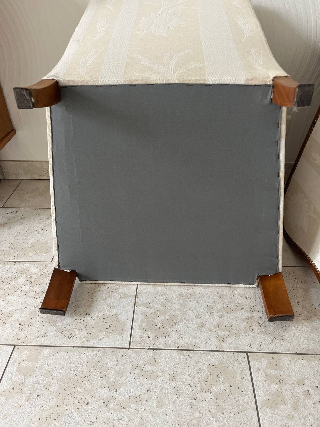 Pair of art deco armchairs in wood and floral fabric