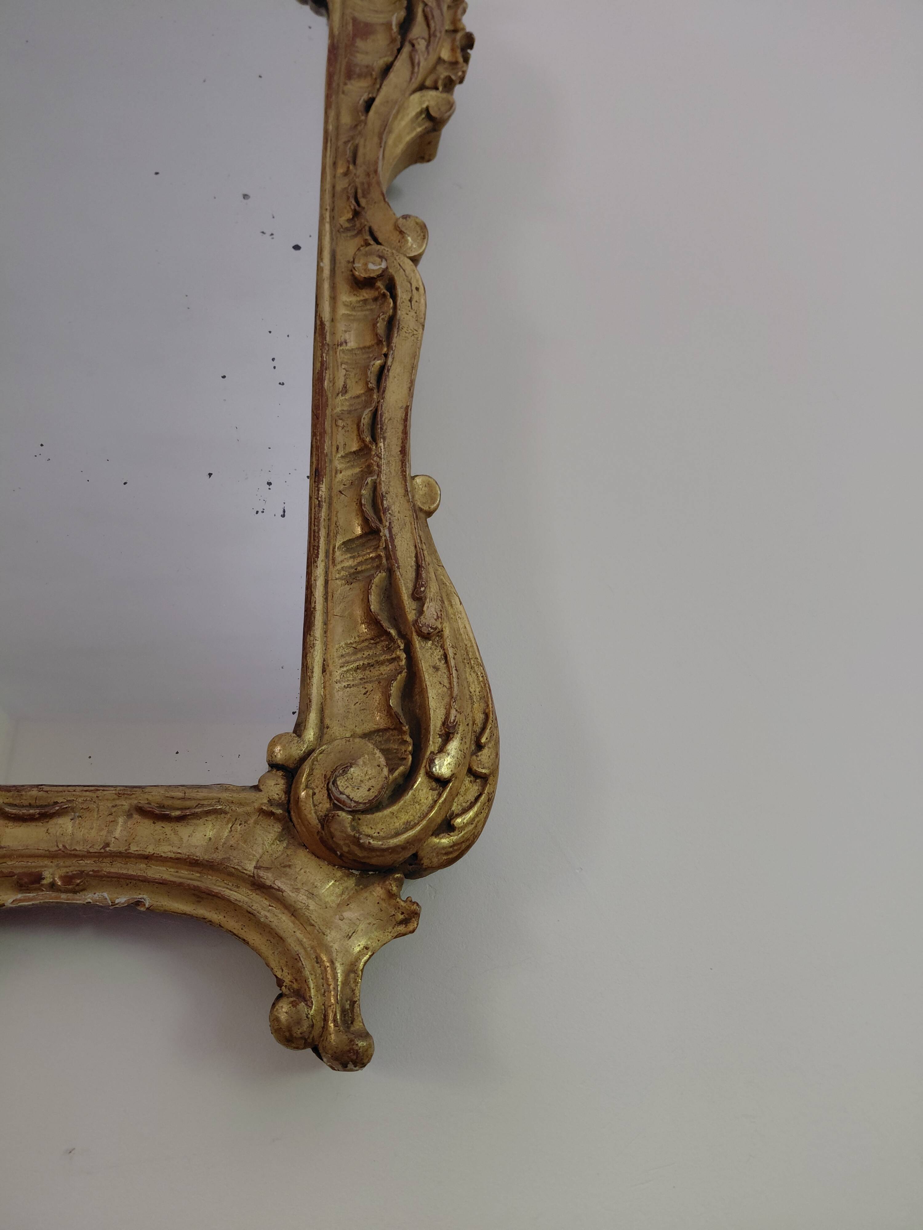 19th-century gilded wooden mirror