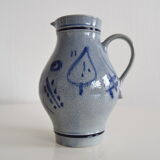 Vintage earthenware Jug with Blue Salt Glaze/Marzi & Remi, 1960's.