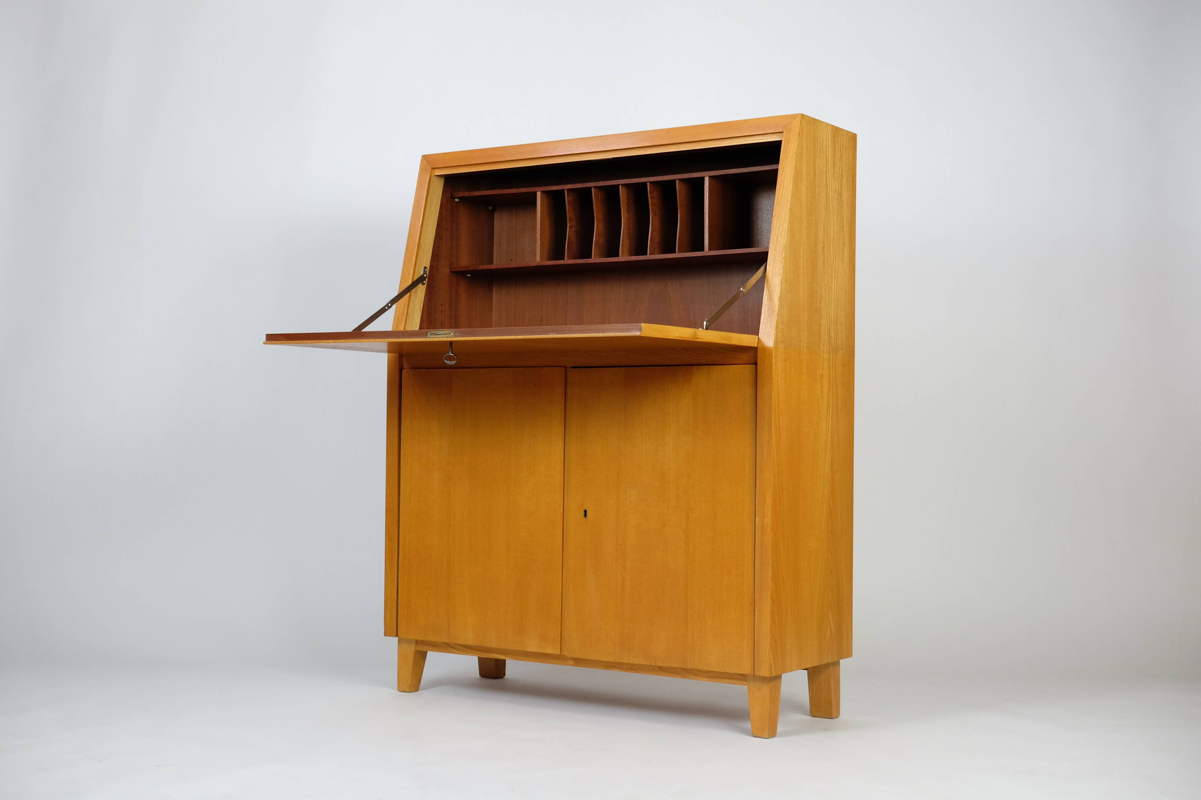 Vintage secretary desk cabinet Rüster 60s 70s midcentury