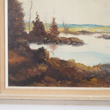 Painting „The Autumn Pond”, Scandinavian design, 1970s