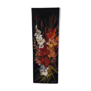 Ancienne peinture fleurs - velours