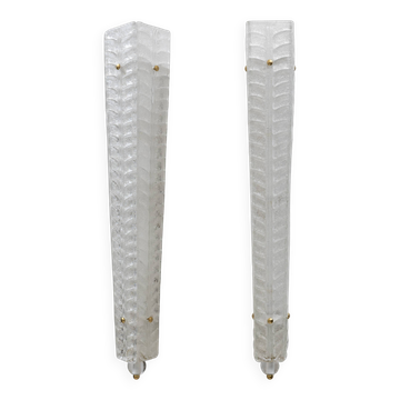Pair of Art Deco Style Brass and Murano Glass Graniglia Sconces
