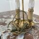 Louis XVI style two-light bouillotte lamp, green lampshade, hand-painted