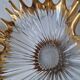 Large vintage crystal bowl from BAYEL with golden tips.
