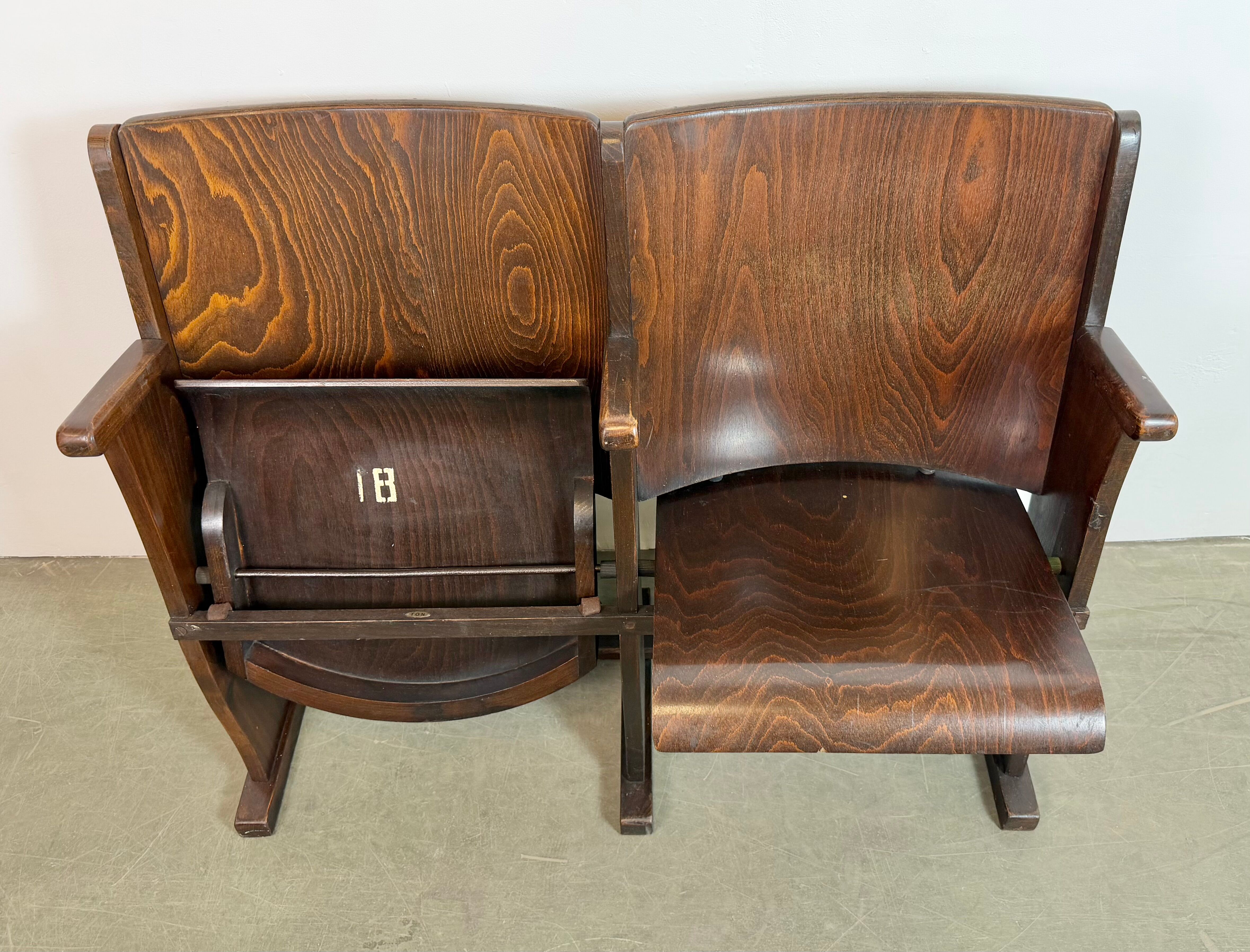 Vintage two-seat cinema bench from ton, 1960s