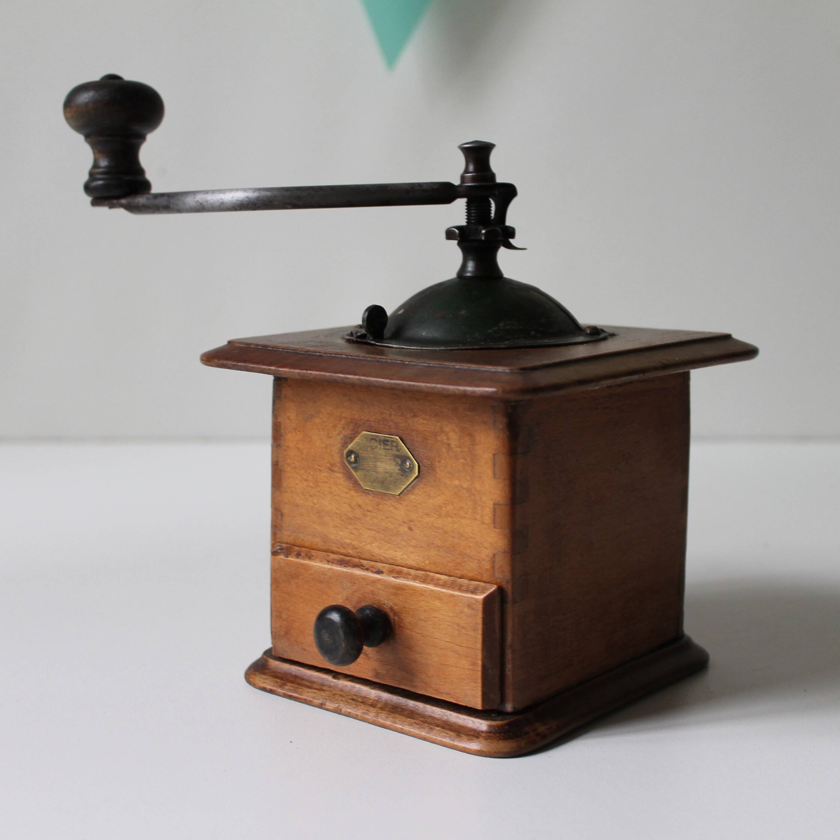Wooden coffee grinder early 20th