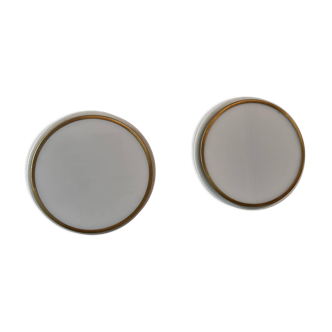 Pair of vintage Munkegaard Arne Jacobsen wall lights in brass and opaline, for Poulsen Denmark 1957